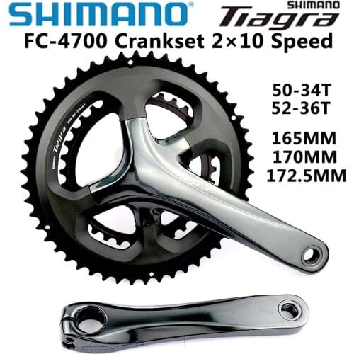 Shimano Tiagra FC 4700 HOLLOWTECH II CRANKSET 10 Speed 165mm/170mm/172.5mm 50-34T 52-36T Crankset Road Bike 2x10-Speed