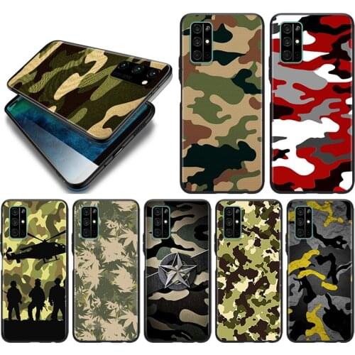 Camouflage Pattern Silicone Cover For Huawei Honor 10i 10 9C 9A RU 9X 9N 9S 9 Pro Lite Play 3E V9 Black Phone Case