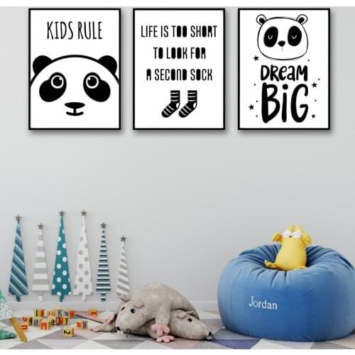 Nordic Home Decor Cartoon Animal Letter Panda For Kids Living Room Wall Art Canvas Poster Print Painting Pictures No Frame