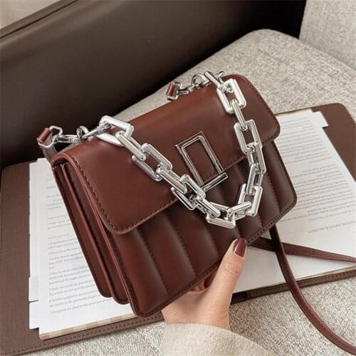 Thick Chain Square Tote Bag 2020 Fashion New High Quality PU Leather Womens Designer Handbag Portable Shoulder Messenger Bag