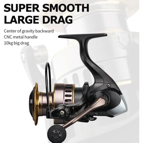 All metal Fishing Reel High Speed Metal Spool Spinning Reel carp Reel Fishing HE1000-7000 Max Drag 10kg 5.2:1 Saltwater Reel