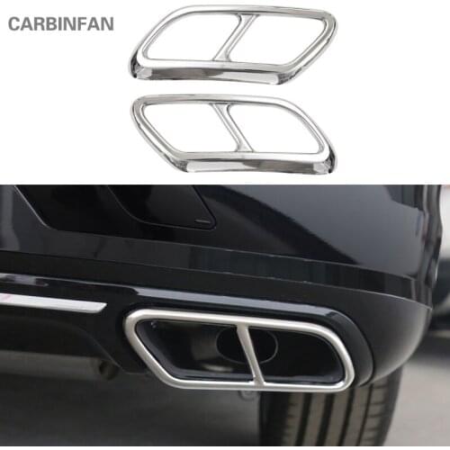 Car Rear Tail Dual Exhaust End Pipe Sticker Cover Trim 2pcs/set For Volvo S90 2016 2017 2018 Car styling accessories C851