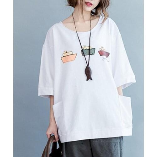 Printed Cartoon Cute Sweet White Loose Plus Large Size Clothes WomenS T-Shirts Harajuku Tops Blouses Spring Summer Style 2021