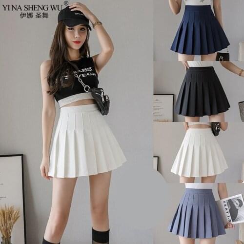 Women Pleat Skirt Harajuku Preppy Style Black Color Skirts Cute Japanese School Uniforms Ladies Jupe Kawaii Skirt Saia Faldas