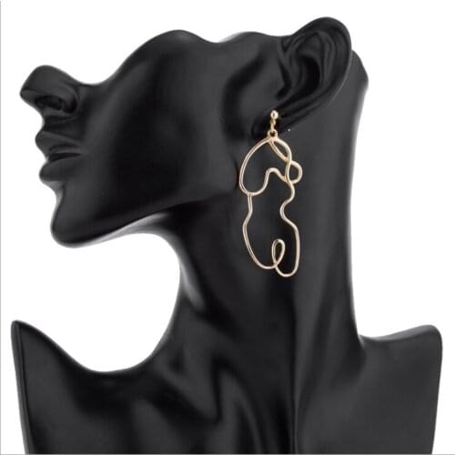 Face Earrings 2021 Women Punk Gold Abstract Human Face Earrings Unique Design Party Banquet Dangle Earrings 8 Pcs