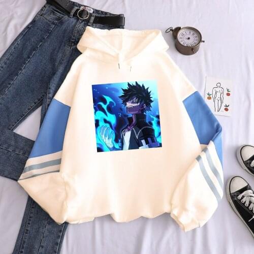 Anime Hoodies My Hero Academia Cartoon Character Dabi Fighting Scenes Printed Women Sweatshirts Winter Fashion Streetwear Hoodie