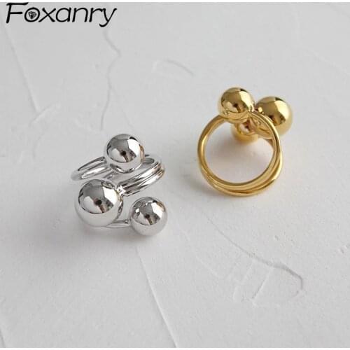Foxanry Minimalist 925 Sterling Silver Party Rings for Women New Fashion Creative Irregular Ball Planet Exaggerated Jewelry