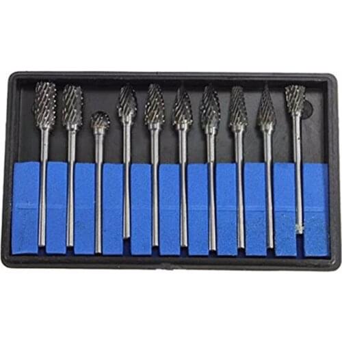 10pcs 1/8" Tungsten Carbide 3mm Drill Bits Rotary Burrs Metal Diamond Grinding Woodworking Milling Cutters For Drill Bits