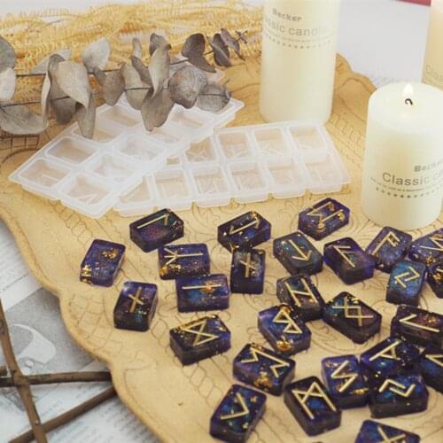 2Pcs/set DIY Rune symbol resin mold mirror energy symbol crystal epoxy mold Rune text silicone mold For Rein Crafts