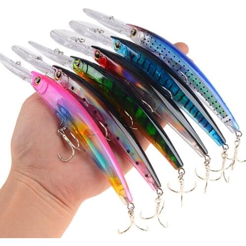 6pcs Big Floating Minnow Fishing Lure 17cm 24g Artificial Hard Bait Plastic 3D Eyes Wobbler Bass Pike Bait Fly Fishing Tackle