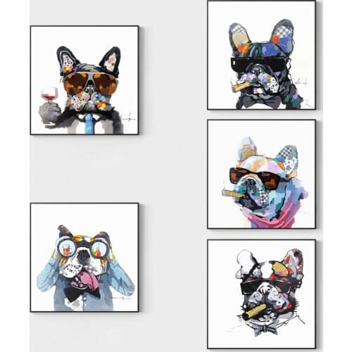 Graffiti Colorful Animal Dog Canvas Painting French Bulldog Poster Abstract Wall Art Canvas Prints Pictures Decor Art Decore