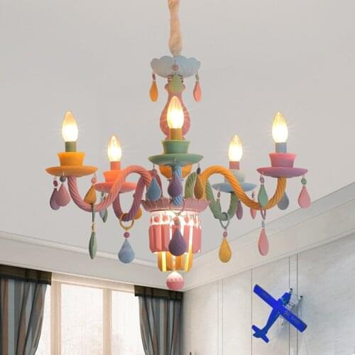 Nordic Living Room Dining Room Crystal Chandeliers Color Crystal Chandelier Light Children Room Lamps American Decoration Lamps