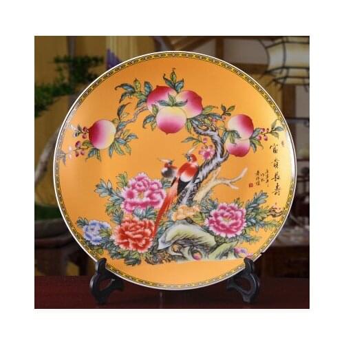 Exquisite Chinese Archaistic Famille Rose Porcelain Plate Painted With Peaches and Flowers