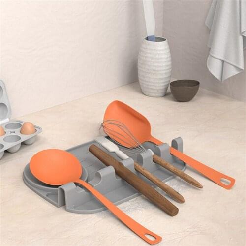 Kitchen Silicone Spatula and Lid Holder Storage Shelf Spoon Rest Pot Lid Countertop Chopsticks Stand Oil Anti-leakage Rack Pad