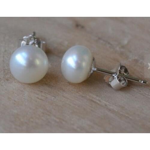 Favorite Real Pearl Earrings AA 6MM White Natural Freshwater Pearl Earrings S925 Silver Stud Jewelry Charming Girl Women Gift