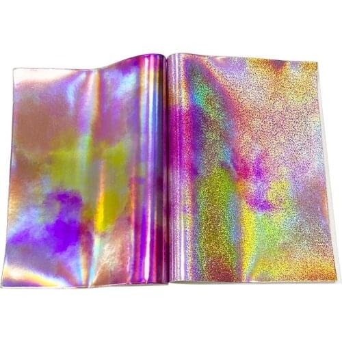 Cloud Iridescent Design Mirror Effect Multicolored Waterproof PU Holographic Faux Leather Fabric Sheet for Shoe/Bag/Clothing