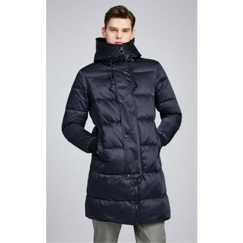 Mens winter parka, high quality, solid color, medium length hooded coat, cap, duck down down jacket