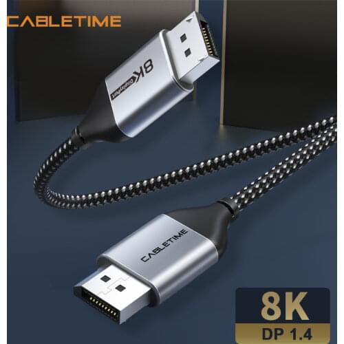 CABLETIME DisplayPort 1.4 8K Cable 8K/60Hz 4K/144Hz DP 1.4 Audio Vedio Display port Converter for TV Projector Displayport N369