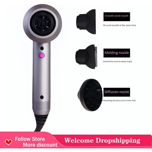 Professional Lightweight Blow Dryer Fast Drying Negative Ion Hairdryer with Diffuser and Concentrator Nozzle Blow dryer