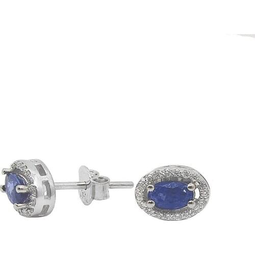 18k Gold Natural Diamond Sapphire Earrings PE1691OS
