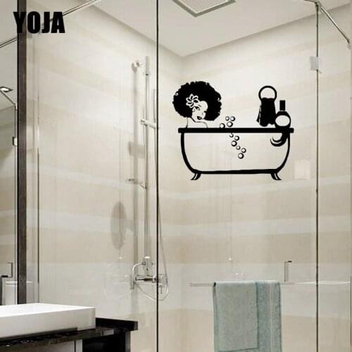 YOJA 20x24.7CM Fashion Bathroom Shower Glass Girl Bath Pattern Decal Home Wall Sticker Decoration G2-0326