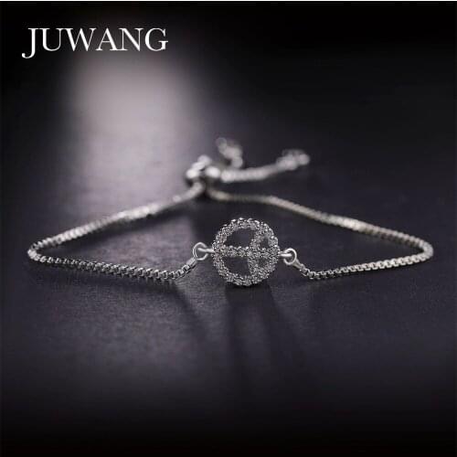 JUWANG Fashion Charm AAA Cubic Zircon Silver Color Crystal Jewelry Bracelets For Woman Elegance Wedding Party Gift
