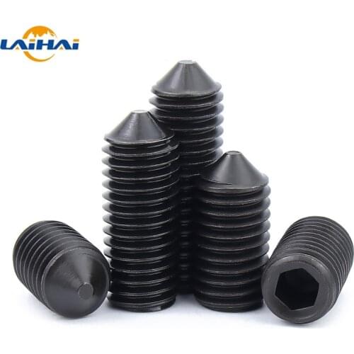 1/10/50 M6 M8 M10 M12 M16 DIN914 Black grade 12.9 steel Hex Hexagon Socket Cone Point Grub Set Screw Allen Head Tapered End Bolt