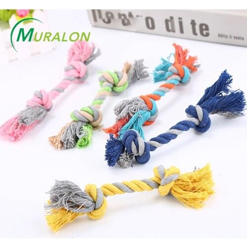 Random Color Pet Dog Toy Bite Rope Double Knot Cotton Rope Funny Cat Toy Bite Resistant and Sharp Teeth Pet Supplies Puppy Toys