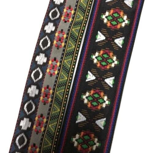 10yards/lot wide about 4.2-4.9CM Woven Jacquard Ribbon geometric green and black color for clothing accessory ZH-5732