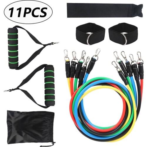 11pcs/set Pull Rope Fitness Exercises Resistance Bands Latex Tubes Strength Gym Body Training Workout Yoga Fitness Equipment
