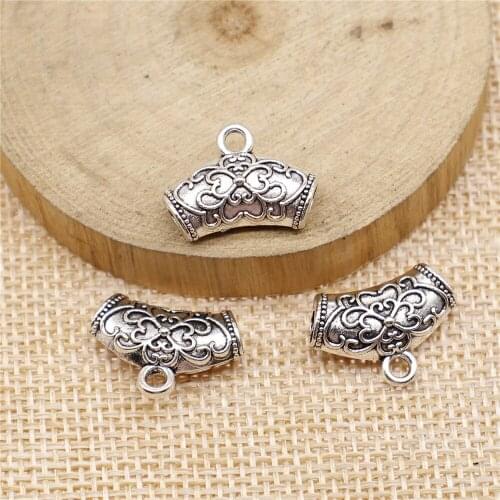 27pcs 13x19mm antique silver Hanging head connector charms diy retro jewelry fit Earring keychain hair card pendant