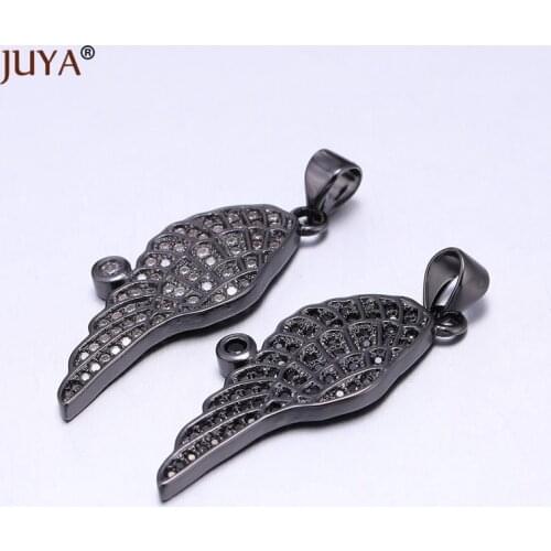 29*11MM Gold Rose Gold Black Copper CZ Rhinestone Angel wings Charms Diy Handmade Jewelry Findings Accessories Wholesale