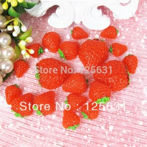 30PCS Include(S/M/L) Kawaii Flatback DIY Strawberry Friut Resin Cabochon Craft Scrapbooking Embellishment Decoration