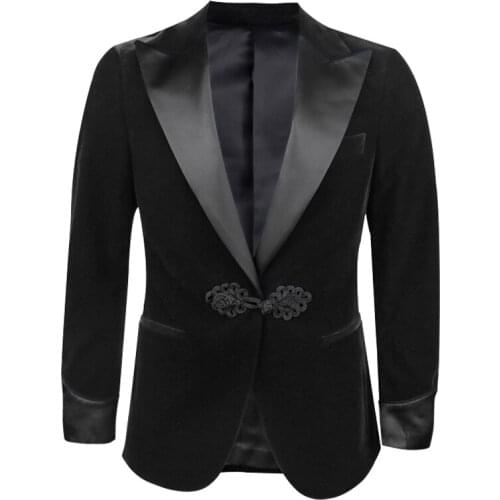 Black velvet Blazers Peaked Lapel Groomsman Jacket Retro button Bespoke Blazers 1 Piece Suit Jacket