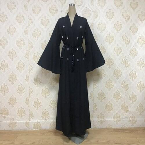 Dubai Arab Muslim Kaftan Abaya Dress Women Flare Sleeve Diamond Outwear Caftan Long Robe Party Tunic Ramadan Islamic Clothing