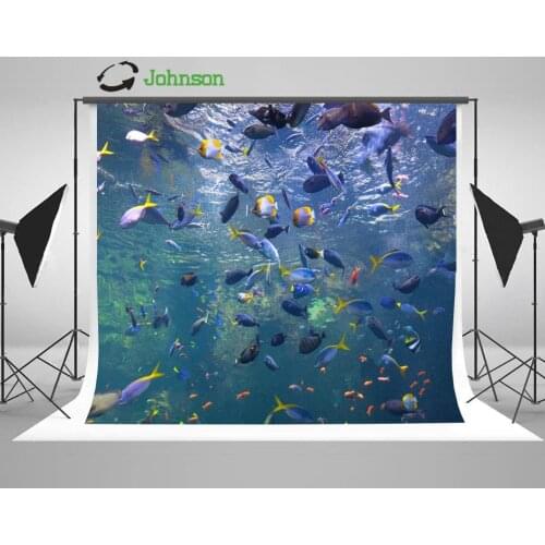 Colorful Fish Aquarium Tank backdrop polyester or Vinyl cloth High quality Computer print wall photo studio background