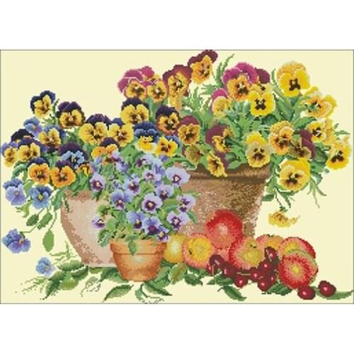 Hot selling pansy patterns Counted Cross Stitch DIY Chinese Cross Stitch Kits Embroidery Needlework Sets