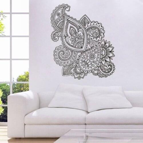 Mandalas Lotus Wall Sticker Mehndi Home Decor Yoga Ornament Indian Buddha OM Symnol Decal Art Sticker Lotus Flower Living Room