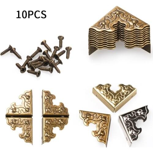 10Pcs 25mm Antique Furniture Metal Crafts Jewelry Box Corner Foot Wooden Case Corner Protector Decorative Corner set