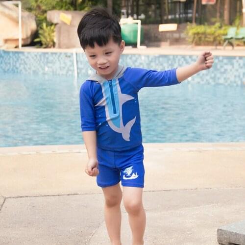 NEW Boys swimwwear Two pieces Boys swimsuit with Hat Kids swim float suit Children Beachwear Bathing suit--SW925