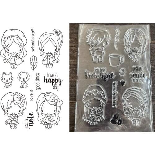 Girl and boy Transparent Clear Silicone Stamp/Seal for DIY scrapbooking/photo album Decorative clear stamp A1096