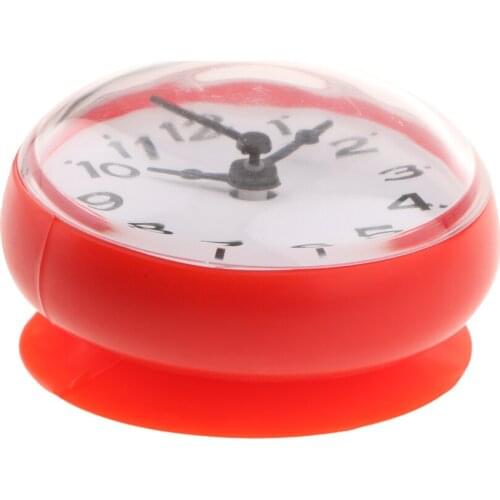 Silicone Clock Waterproof Kitchen Bathroom Bath Shower Suction Cup Clock Multicolor