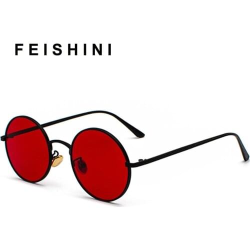 RED Lens male Brand Classic Steampunk Sunglasses Women Round Metal Decorative Pattern Vintage Yellow Mirror Punk Sunglass Men