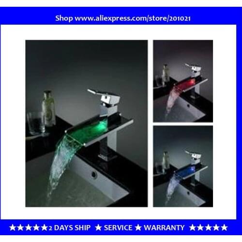 Modern Single Handle Chrome Waterfall LED faucet & LED Bathtub Faucet mixer+ 100% warranty + free shipping