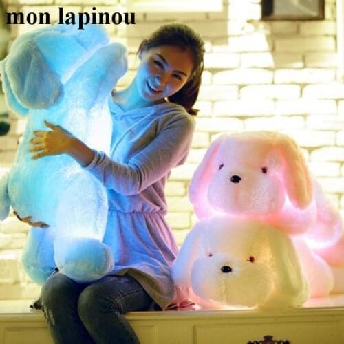 50cm 85cm LED light dog toy stuffed animal plush light up puppy dog doll luminous pillow kids toy christmas gift