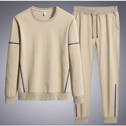 Spring Autumn 95% Cotton Mens Tracksuit Plus Size Pullover Sweatshirts+Pants 2 Piece Sets Sportswear Jogging Sweat Suits 8XL