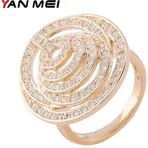 YANMEI Cublic Zircon Multi-layer Rings For Women Crystal Silver/Gold Geometric Anneau Fashion Jewelry Ring Anillo YMJ1836