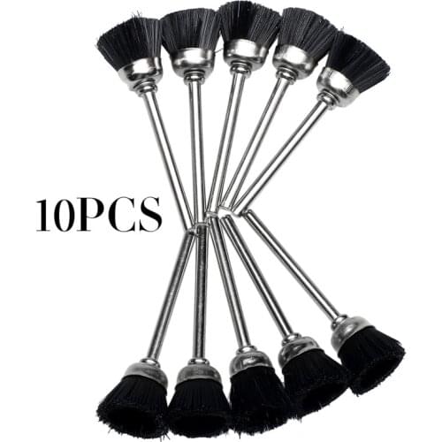 10Pcs Metal Abrasive Wheel Nylon Cup Brush Polishing Buffing Wheels for Rotary Tools Dremel Accessories 3mm Shank Mandrel