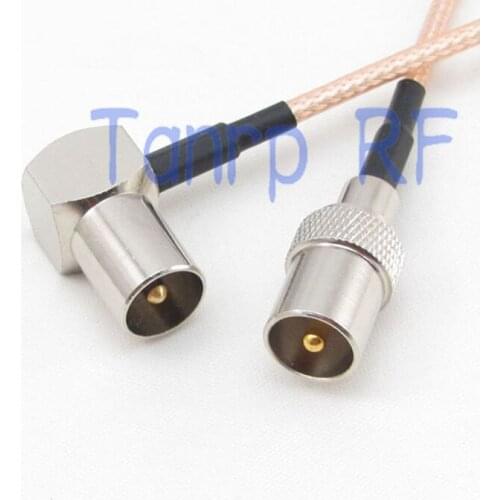 12in TV male plug to TV male plug right angle RF adapter connector 30CM Pigtail coaxial jumper extension cord cable RG316