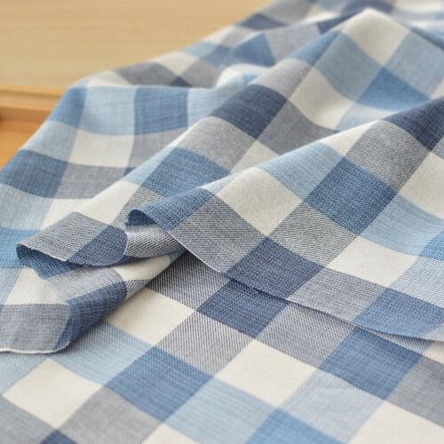 50*145cm Japanese Ocean Wind Super Soft Fresh Cotton Twill Plaid Fabric Spring Thin Handmade DIY Shirt Pajama Skirt Fabric